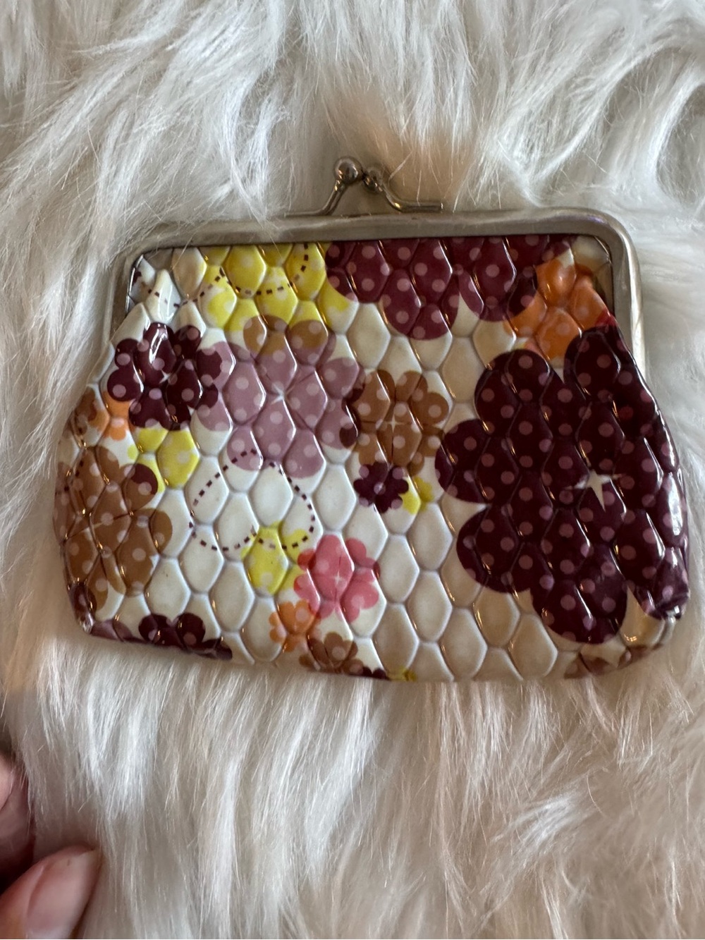 Floral Quilted Clasp Wallet - Cream Multi